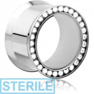 STERILE STAINLESS STEEL SWAROVSKI CRYSTALS JEWELLED TUNNEL PIERCING