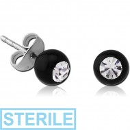 STERILE JEWELLED UV BALL EAR STUDS PAIR PIERCING