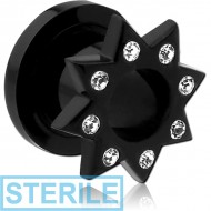 STERILE ACRYLIC JEWELLED SPIKE-FLARED THREADED TUNNEL PIERCING