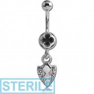 STERILE SURGICAL STEEL KOOL KATANA NAVEL BANANA WITH DANGLING SHIELD