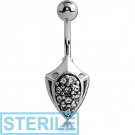 STERILE SURGICAL STEEL KOOL KATANA JEWELLED NAVEL BANANA - SHIELD