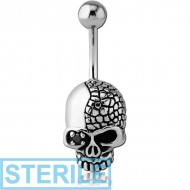 STERILE SURGICAL STEEL KOOL KATANA JEWELLED NAVEL BANANA - SKULL