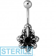 STERILE SURGICAL STEEL KOOL KATANA JEWELLED NAVEL BANANA - CLAWS