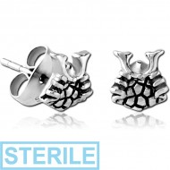 STERILE SURGICAL STEEL KOOL KATANA EAR STUDS PAIR - SAMURAI