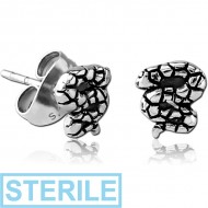 STERILE SURGICAL STEEL KOOL KATANA EAR STUDS PAIR - SNAKE