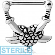 STERILE SURGICAL STEEL KOOL KATANA NIPPLE CLICKER - SWORDS IN HEART