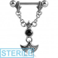 STERILE SURGICAL STEEL KOOL KATANA NIPPLE SHIELD WITH ONYX