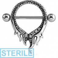 STERILE SURGICAL STEEL KOOL KATANA JEWELLED NIPPLE SHIELD - FLAMES
