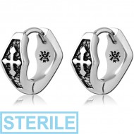STERILE SURGICAL STEEL KOOL KATANA HUGGIES PAIR - CROSS PIERCING