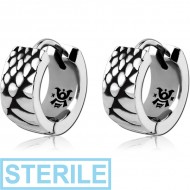 STERILE SURGICAL STEEL KOOL KATANA HUGGIES PAIR - ANIMAL SCALES PIERCING