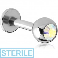 STERILE SURGICAL STEEL JEWELLED LABRET PIERCING
