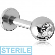 STERILE SURGICAL STEEL OPTIMA CRYSTAL JEWELLED LABRET PIERCING