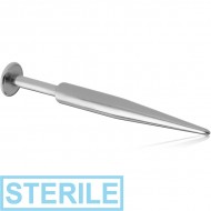 STERILE SURGICAL STEEL LABRET WITH LONG SPIKE PIERCING