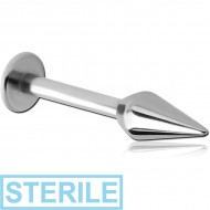 STERILE SURGICAL STEEL LABRET WITH SPEAR CONE PIERCING