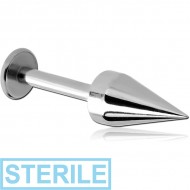 STERILE SURGICAL STEEL LABRET WITH SPIKE PIERCING