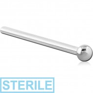 STERILE SURGICAL STEEL STRAIGHT BALL NOSE STUD 19MM PIERCING