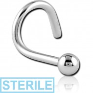 STERILE SURGICAL STEEL CURVED BALL NOSE STUD PIERCING