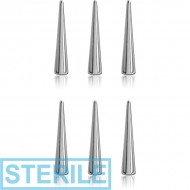 STERILE PACK OF 6 STERILE SURGICAL STEEL LONG CONES PIERCING