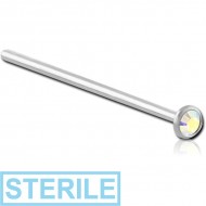 STERILE SURGICAL STEEL OPTIMA CRYSTAL JEWELLED STRAIGHT NOSE STUD 19MM PIERCING