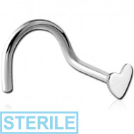 STERILE SURGICAL STEEL HEART LARGE CURVE NOSE STUD