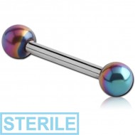 STERILE SURGICAL STEEL MICRO BARBELL WITH ANODISED BALLS