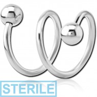 STERILE SURGICAL STEEL 2 TWISTS CORKSCREW MICRO BARBELL PIERCING