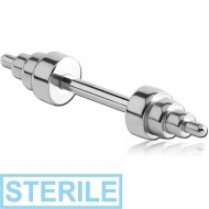 STERILE SURGICAL STEEL MICRO BARBELL WITH MINI DUMBBELLS PIERCING