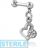 STERILE SURGICAL STEEL MICRO BARBELL WITH DANGLING CHARM PIERCING