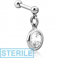 STERILE SURGICAL STEEL MICRO BARBELL WITH DANGLING CHARM PIERCING