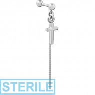 STERILE SURGICAL STEEL MICRO BARBELL WITH DANGLING CHARM