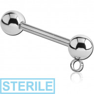 STERILE SURGICAL STEEL MICRO BARBELL WITH DANGLING VERTICAL HOOP PIERCING