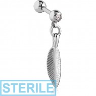 STERILE SURGICAL STEEL JEWELLED MICRO BARBELL WITH CHARM