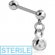 STERILE SURGICAL STEEL JEWELLED MICRO BARBELL WITH FLOWER CHARM PIERCING