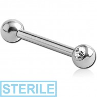STERILE SURGICAL STEEL MICRO BARBELL WITH ONE SIDE THREADED JEWELLED BALL PIERCING
