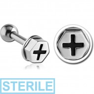STERILE SURGICAL STEEL TRAGUS MICRO BARBELL - NUT HEAD PIERCING