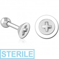 STERILE SURGICAL STEEL TRAGUS MICRO BARBELL - NUT HEAD PIERCING