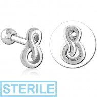 STERILE SURGICAL STEEL TRAGUS MICRO BARBELL - INFINITY SNAKE PIERCING