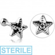 STERILE SURGICAL STEEL TRAGUS MICRO BARBELL - STARFISH