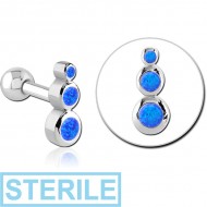 STERILE SURGICAL STEEL SYNTHETIC OPAL TRAGUS MICRO BARBELL
