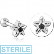 STERILE SURGICAL STEEL TRAGUS MICRO BARBELL - FLOWER