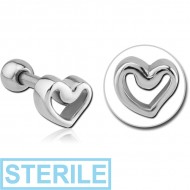 STERILE SURGICAL STEEL TRAGUS MICRO BARBELL - HEART