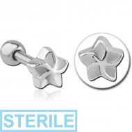 STERILE SURGICAL STEEL TRAGUS MICRO BARBELL - FLOWER