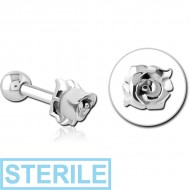 STERILE SURGICAL STEEL TRAGUS MICRO BARBELL - FLOWER PIERCING
