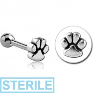 STERILE SURGICAL STEEL TRAGUS MICRO BARBELL - PAW PIERCING
