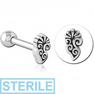 STERILE SURGICAL STEEL TRAGUS MICRO BARBELL - FILIGREE PIERCING