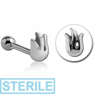 STERILE SURGICAL STEEL TRAGUS MICRO BARBELL - FLAMES