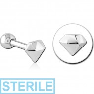 STERILE SURGICAL STEEL TRAGUS MICRO BARBELL - DIAMOND PIERCING