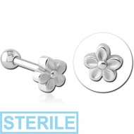 STERILE SURGICAL STEEL TRAGUS MICRO BARBELL - FLOWER PIERCING
