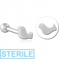 STERILE SURGICAL STEEL TRAGUS MICRO BARBELL - BIRD