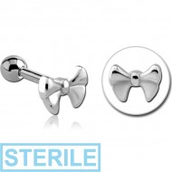 STERILE SURGICAL STEEL TRAGUS MICRO BARBELL - BOW PIERCING